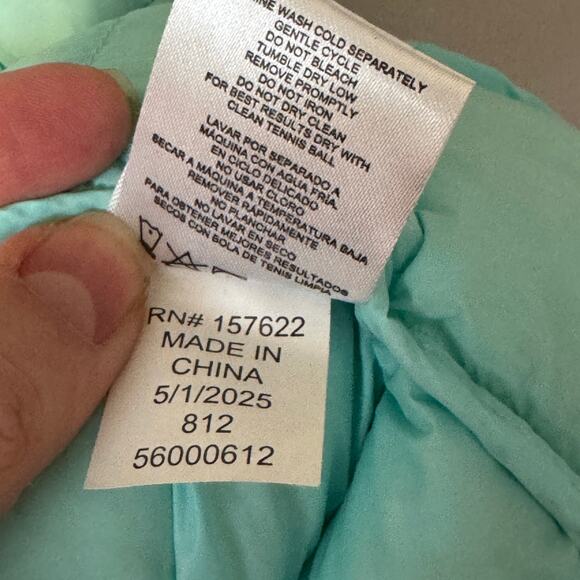 Eddie Bauer Lightweight Down Green Puffer Jacket Girls Size Medium (7/8) - Picture 9 of 9